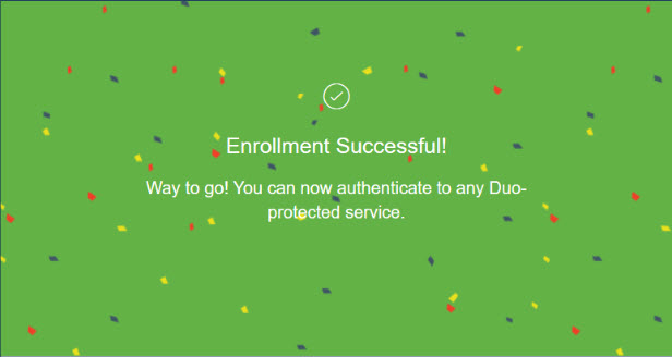 您成功地将您的设备注册到DUO